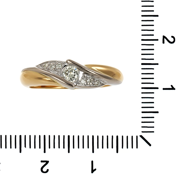 Ring, 18K, Gelb-/Weißgold, Brillanten