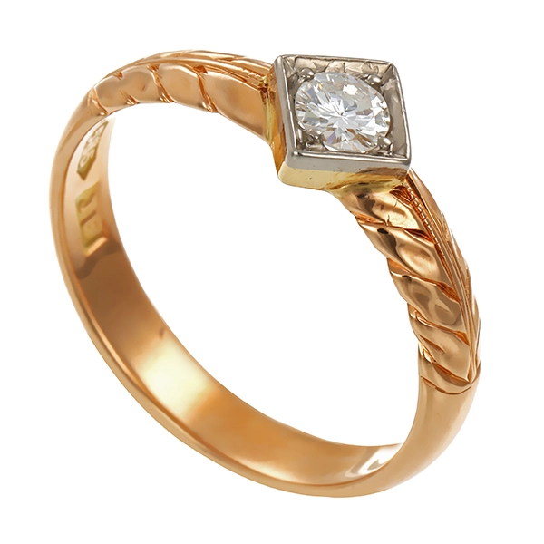 Diamantring, 14K, Weiß-/Rotgold, Brillant 0,25 ct