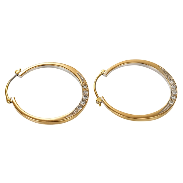 Creolen, 14K, Gelbgold, Brillanten