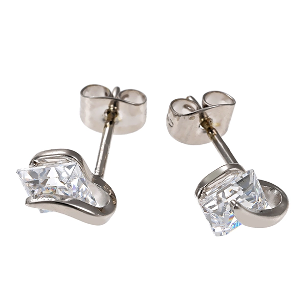 Ohrschmuck, 9K, Weißgold, Zirkonia, Ohrstecker