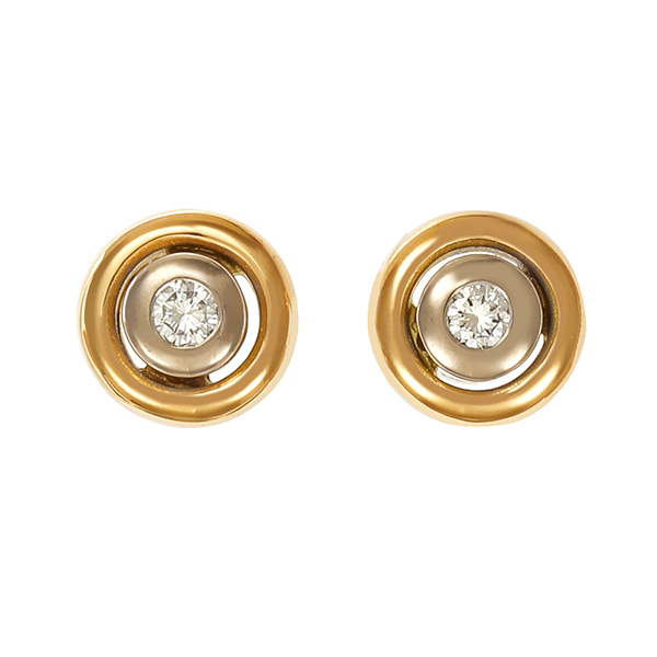 Ohrstecker, 18K, Gelb-/Weißgold, Brillanten