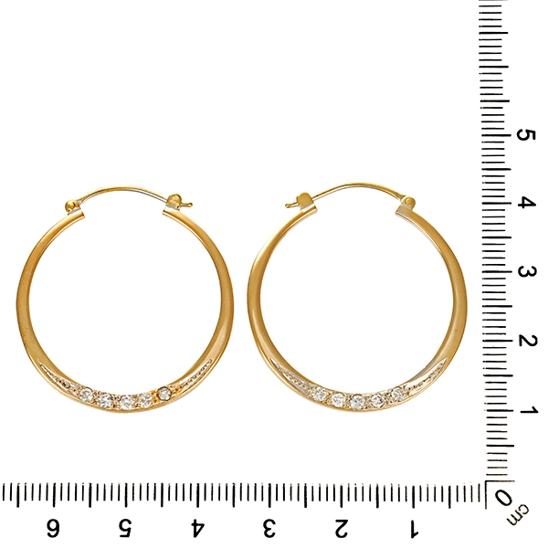 Creolen, 14K, Gelbgold, Brillanten