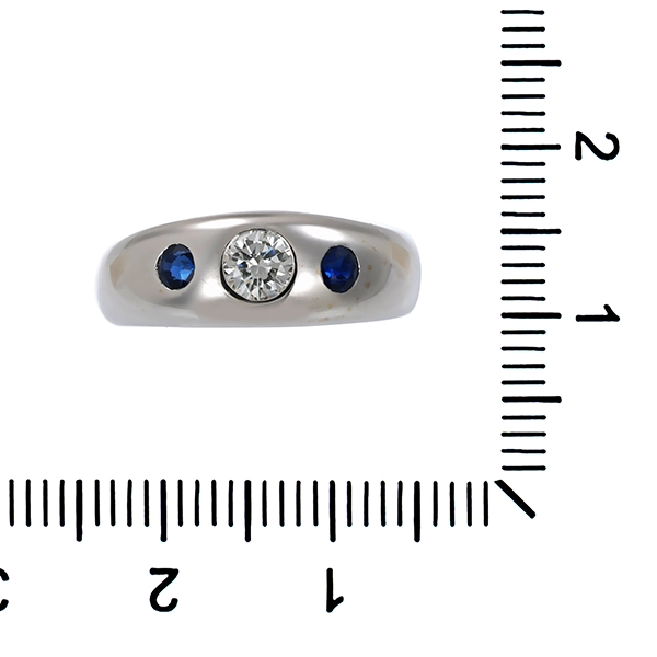 Ring, 14K, Weißgold, Brillant, Saphire