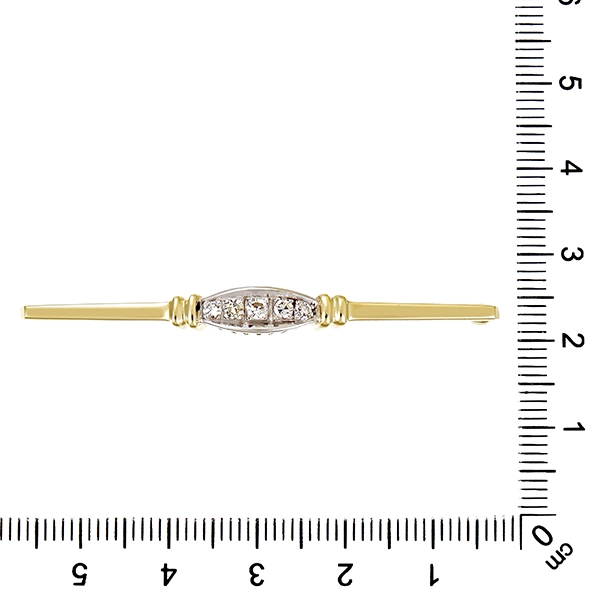 Brosche, 14K, Gelb-/Weißgold, Diamanten