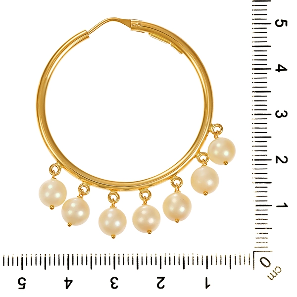 Creolen, 18K, Gelbgold, Perlen