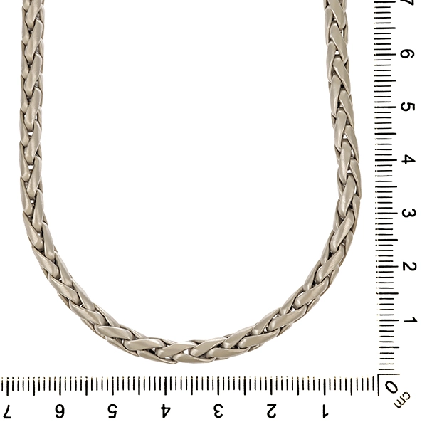 Collier, 14K, Weißgold, Zopf-