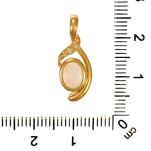 Anhänger, 18K, Gelbgold, Brillanten, Opal