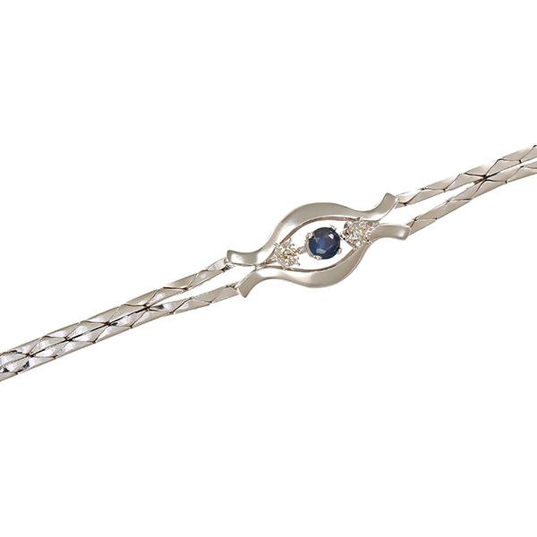 Armband, 14K, Weißgold, Diamanten, Saphir