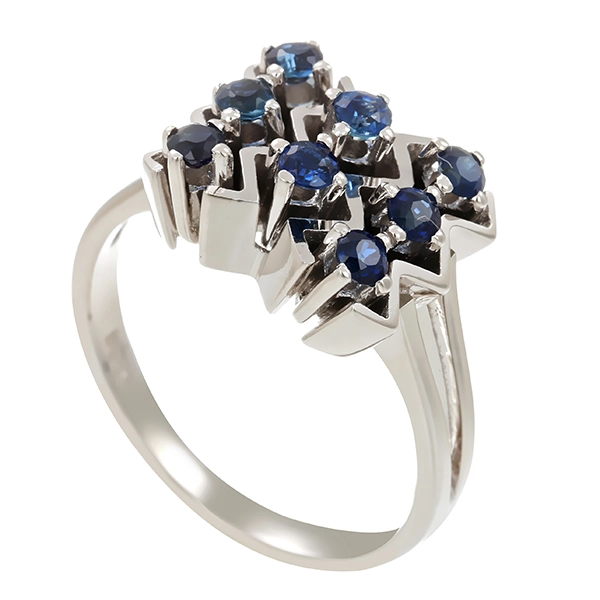 Ring, 14K, Weißgold, Saphire