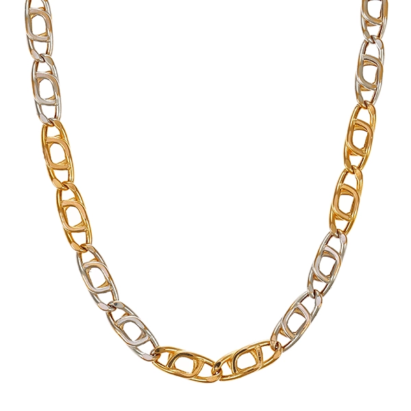 Collierkette, 14K, Gelb-/Weißgold, Pfauenauge-