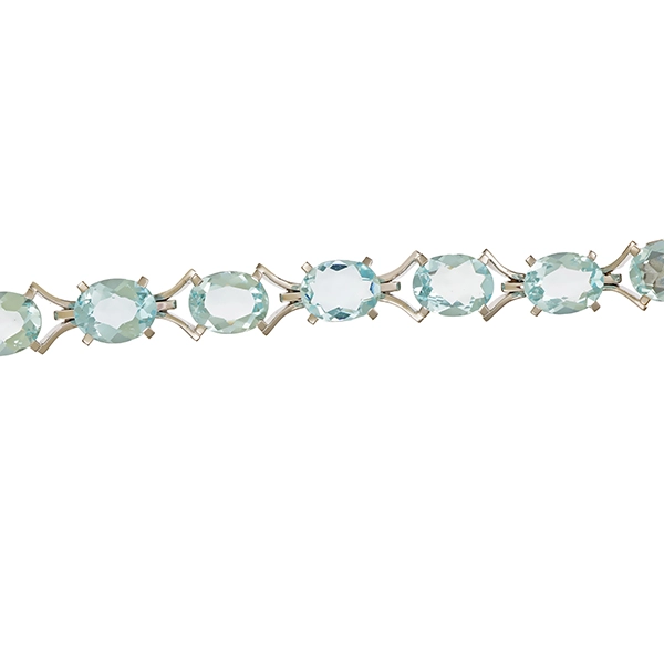 Armband, 18K, Weißgold, Aquamarin