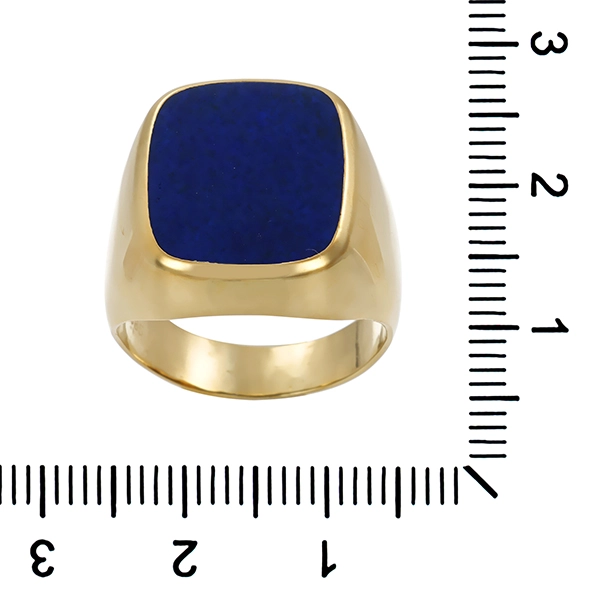 Herrenring, 14K, Gelbgold, Lapis