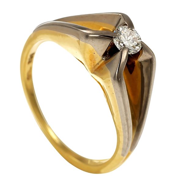 Diamantring, 14K, Gelb-/Weißgold, Brillant 0,15 ct