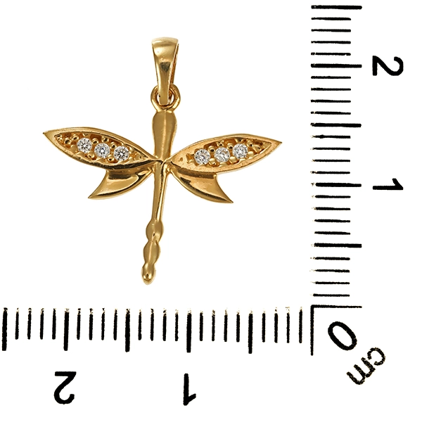 Anhänger, 14K, Gelbgold, Libelle