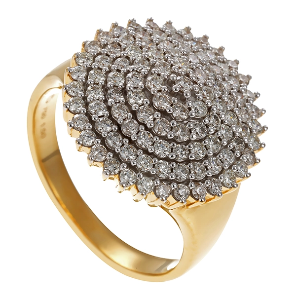 Ring, 18K, Gelb-/Weißgold, Brillanten, 1,50ct
