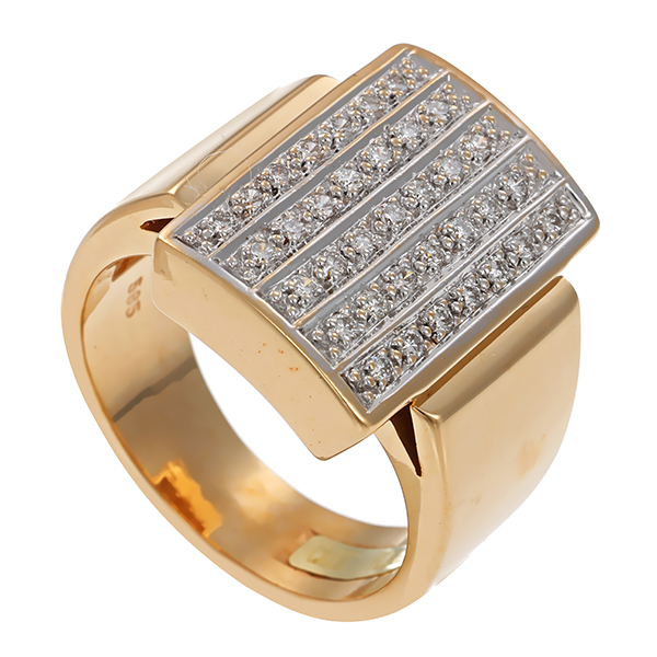 Diamantring, 14K, Gelb-/Weißgold, Brillanten 0,35 ct