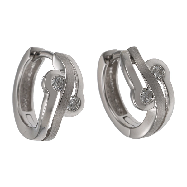 Creolen, 14K, Weißgold, Brillant