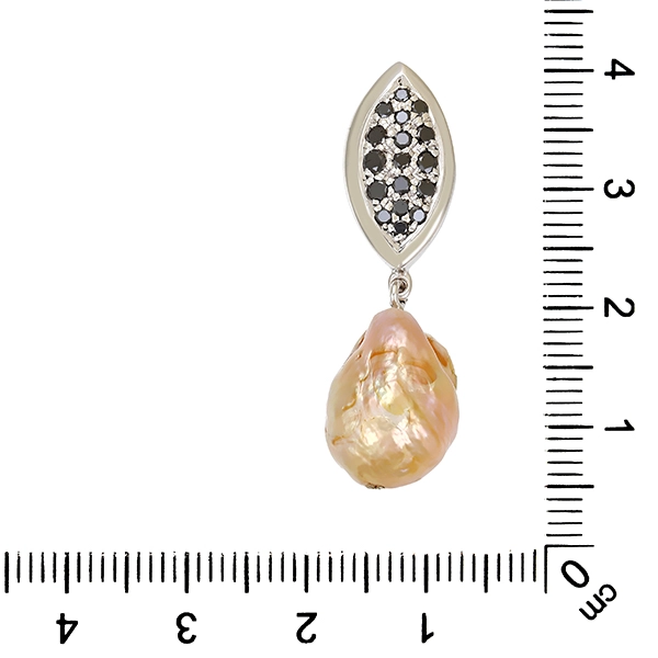 Anhänger, 14K, Weißgold, Perle, Diamanten