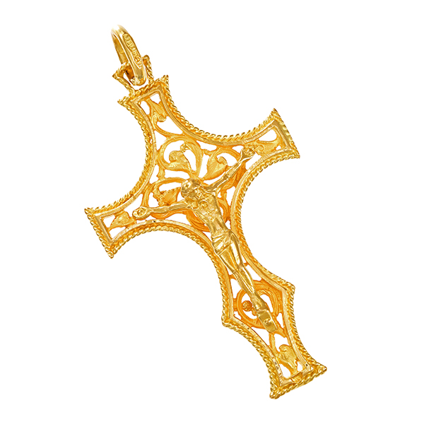 Anhänger, 18K, Gelbgold, Kruzifix