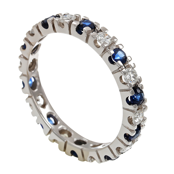 Ring, 14K, Weißgold, Saphir, Brillant