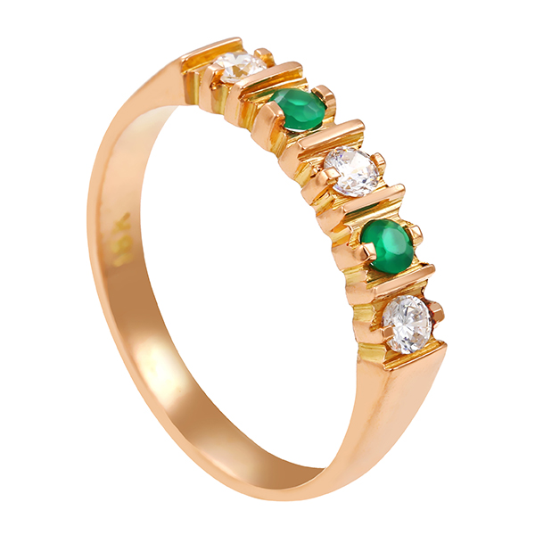 Ring, 18K, Gelbgold, Achat, Zirkonia