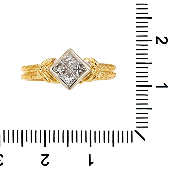 Diamantring, 18K, Gelb-/Weißgold, Diamant 0,40 ct