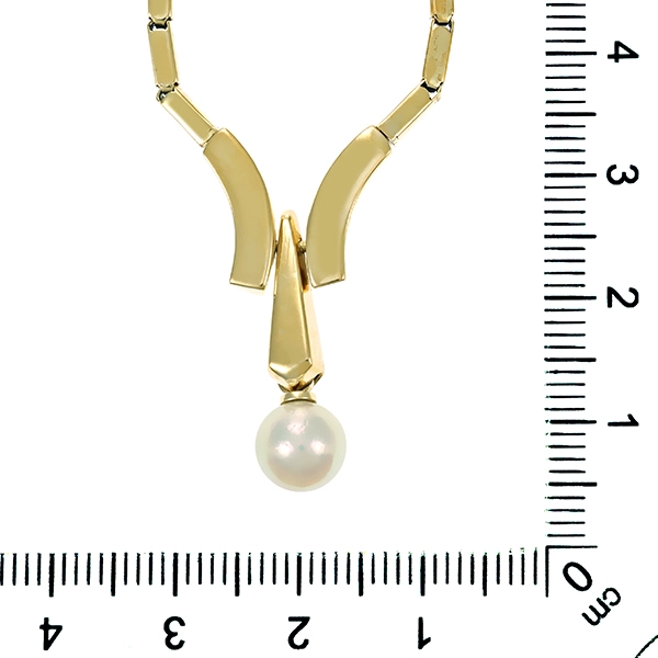 Collier, 14K, Gelbgold, Perle