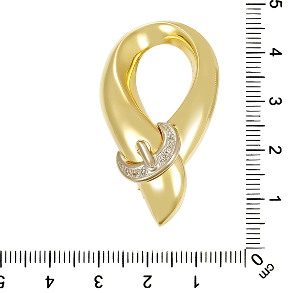 Brosche, 14K, Gelb-/Weißgold, Diamanten