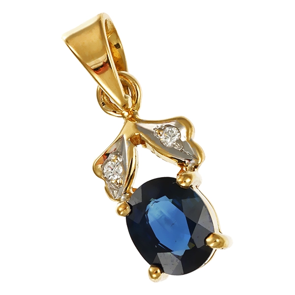 Anhänger, 14K, Gelbgold, Brillanten, Saphir
