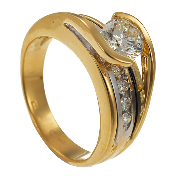 Diamantring, 18K, Gelb-/Weißgold, Brillanten