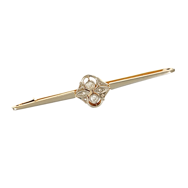 Brosche/Nadel, 14K, Platin/Gelbgold, Diamanten