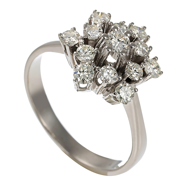 Ring, 14K, Weißgold, Brillanten