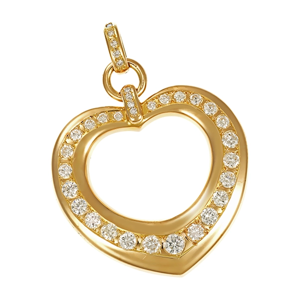 Anhänger, 14K, Gelbgold, Brillanten, Herz