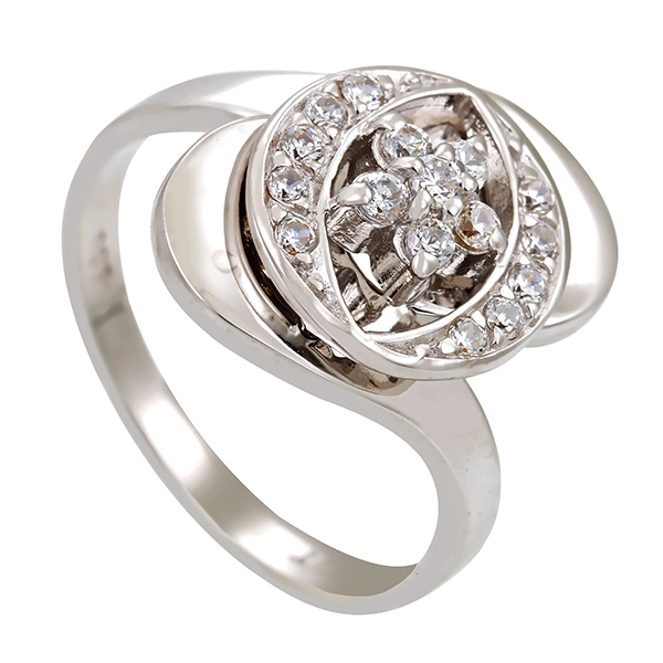 Ring, 14K, Weißgold, Zirkonia