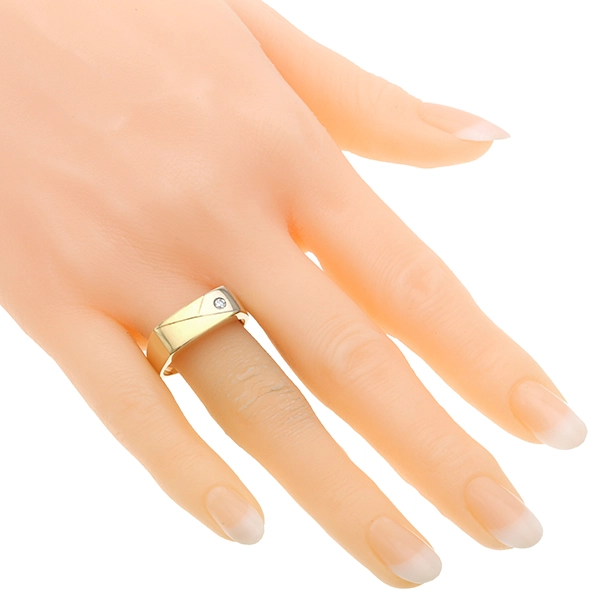 Herrenring, 14K, Gelb-/Weißgold, Brillant