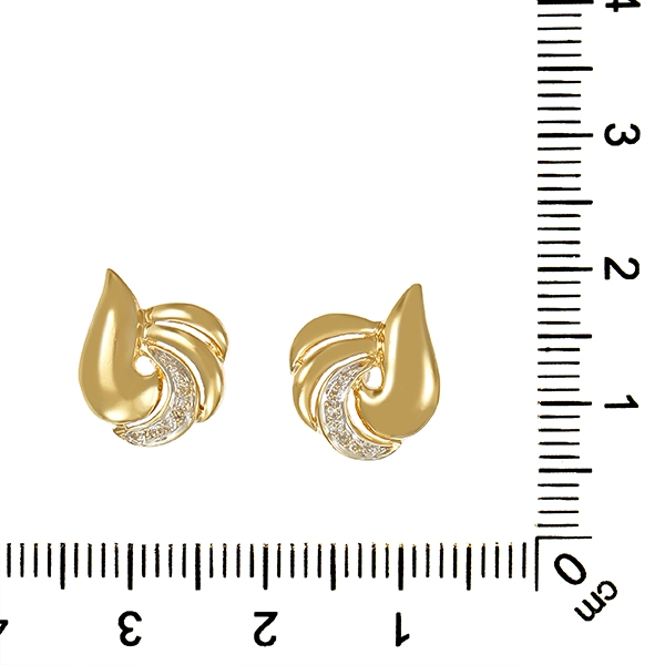 Ohrstecker, 14K, Gelb-/Weißgold, Diamanten
