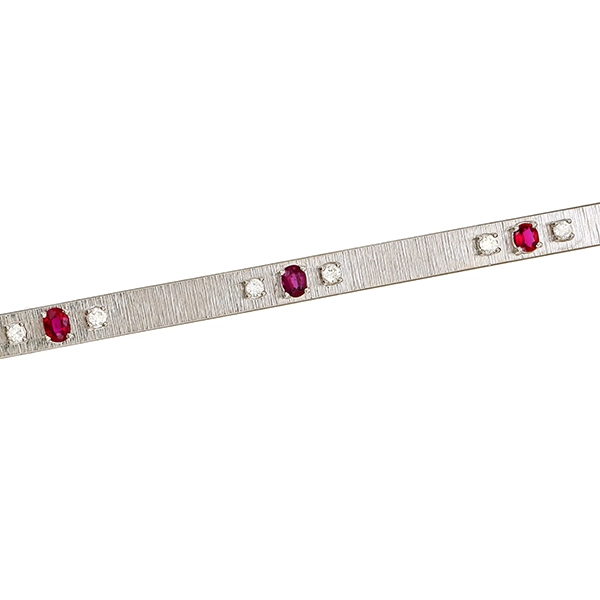 Armband, 18K, Weißgold, Rubin, Brillant