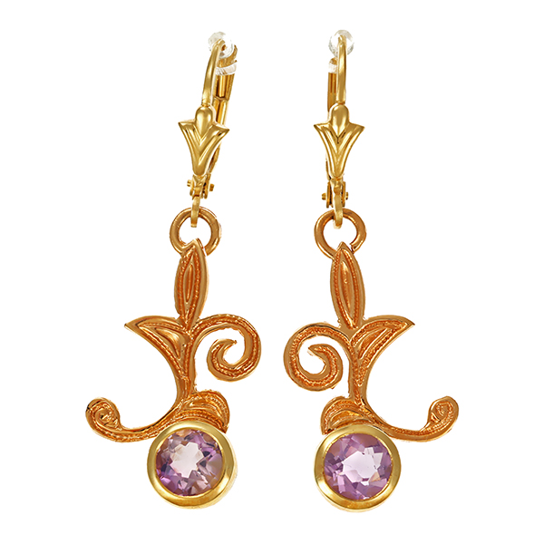 Ohrhänger, 14K, Gelbgold, Amethyst