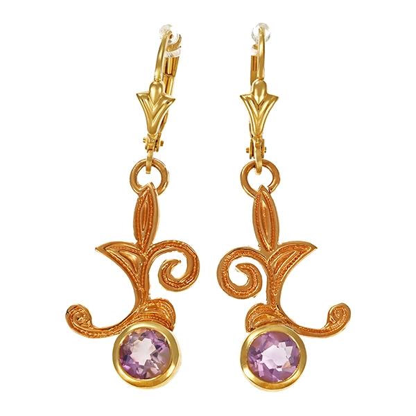 Ohrhänger, 14K, Gelbgold, Amethyst