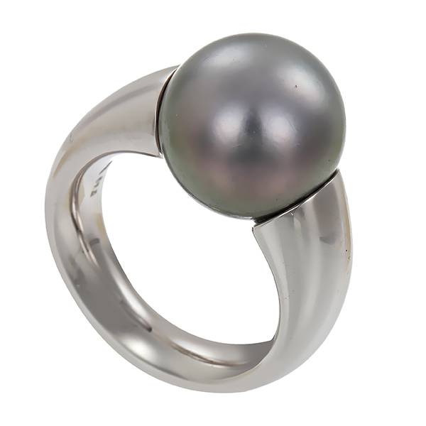 Ring, 18K, Weißgold, Zuchtperle