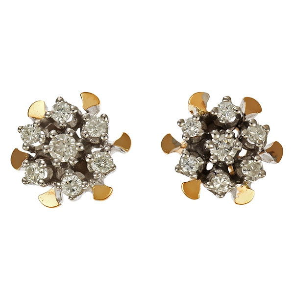 Ohrstecker, 14K, Gelb-/Weißgold, Diamanten