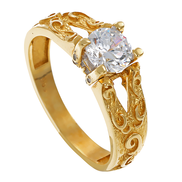 Ring, 14K, Gelbgold, Zirkonia