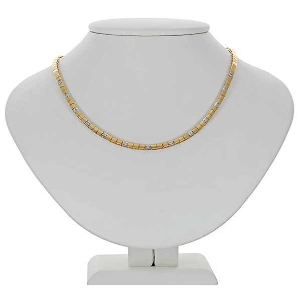 Collier, 14K, Gelb-/Weißgold, Brillanten