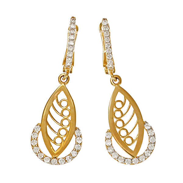 Ohrhänger, 14K, Gelgdold, Zirkonia