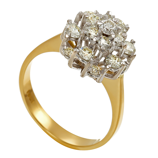 Ring, 18K, Gelb-/Weißgold, Brillanten