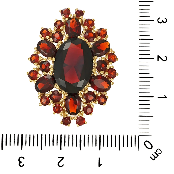 Brosche, 8K, Gelbgold, Granat