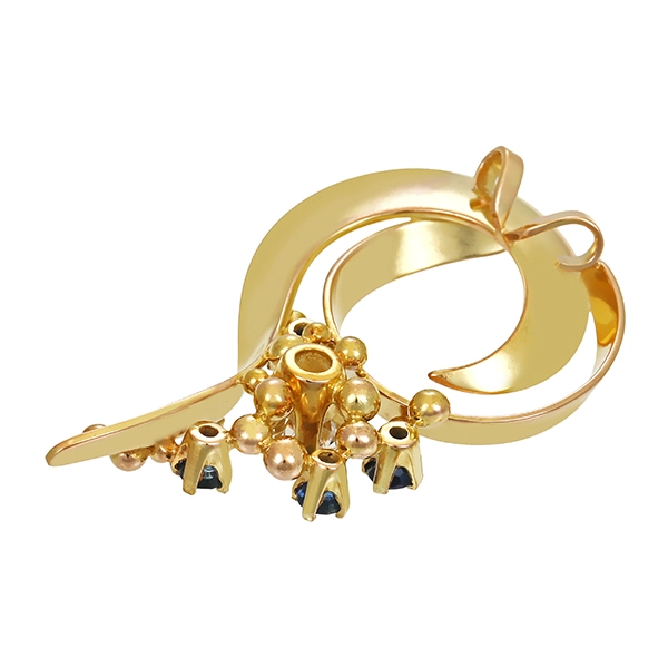 Anhänger, 14K, Gelbgold, Brillant, Saphir(en)