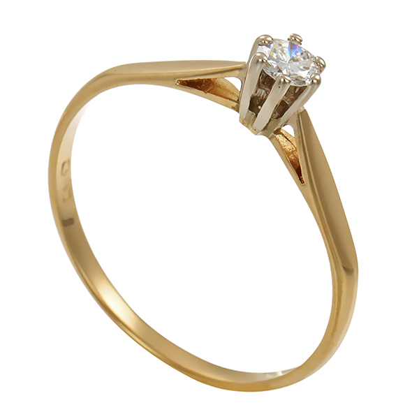 Diamantring, 14K, Gelbgold, Brillant 0,15 ct