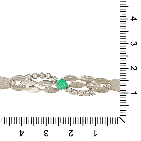 Armband, 14K, Weißgold, Smaragd, Brillanten 0,30 ct