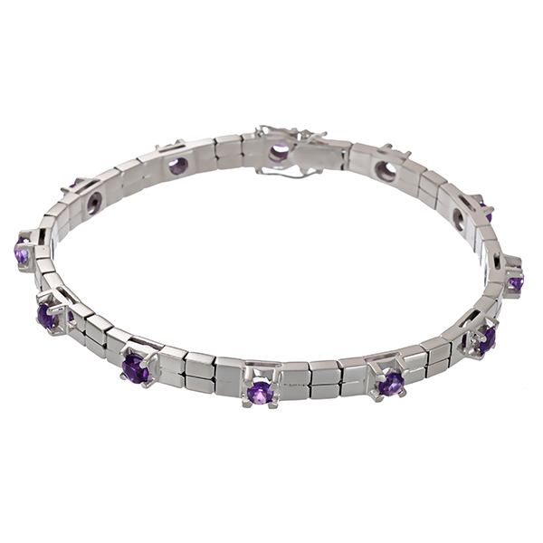 Armband, 18K, Weißgold, Amethyste, L20cm